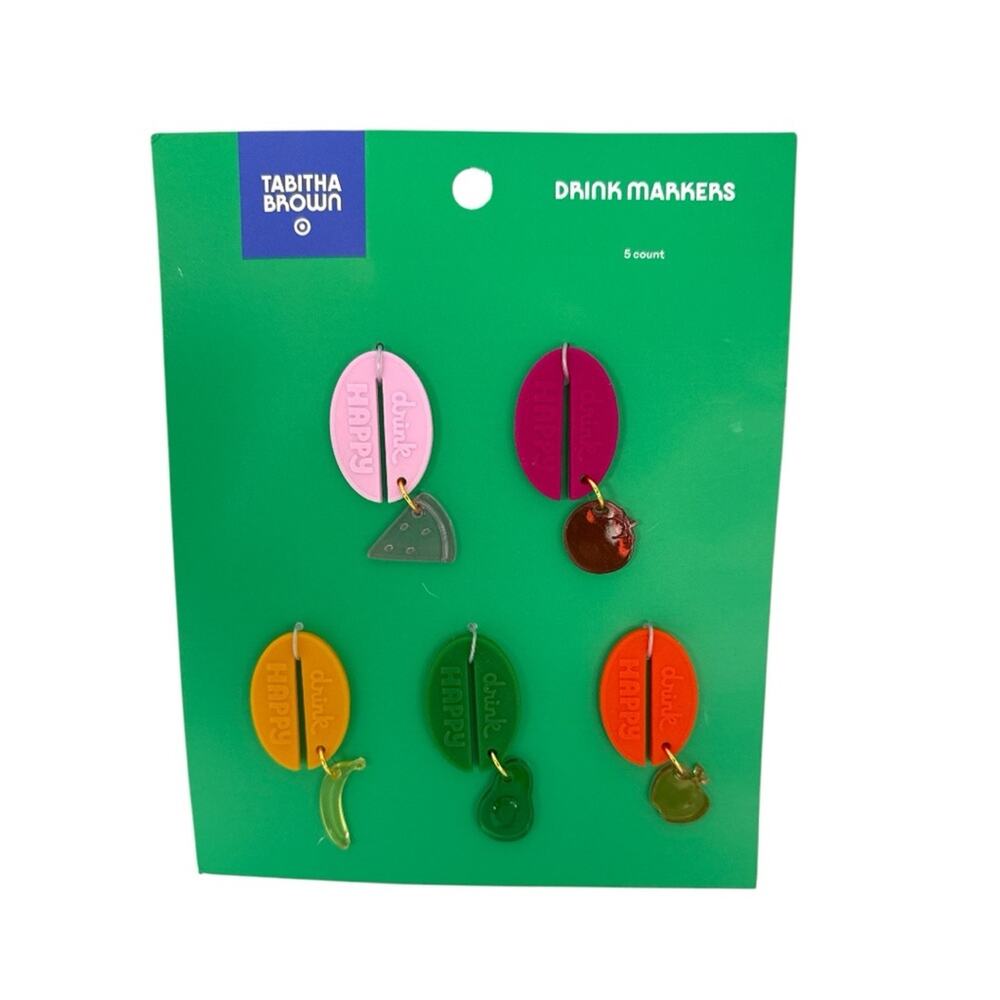 Tabitha Brown Target Drink Markers Set of 5 NWT Party Cup Charms